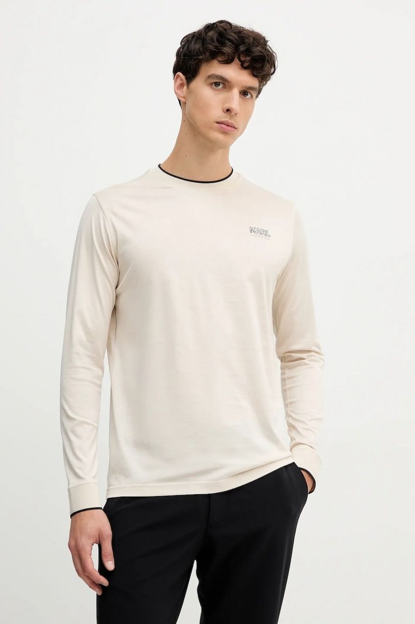 Bavlnené tričko s dlhým rukávom Karl Lagerfeld