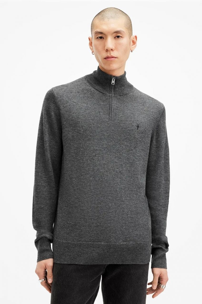 Vlnený sveter AllSaints KILBURN ZIP FUNNEL