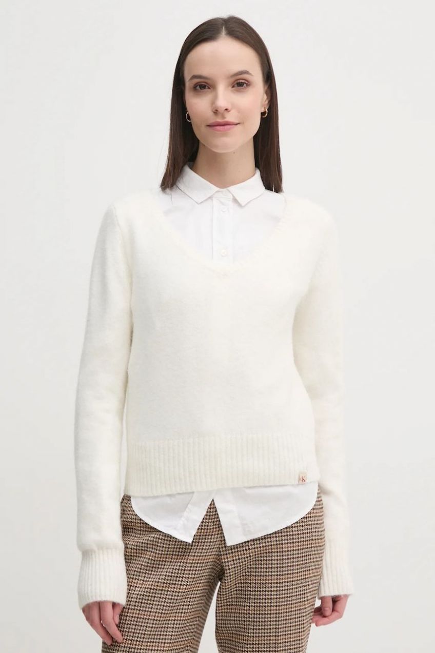 Sveter s prímesou vlny Calvin Klein Jeans