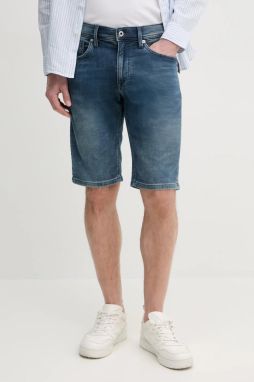Rifľové krátke nohavice Pepe Jeans SLIM GYMDIGO SHORT TRACK