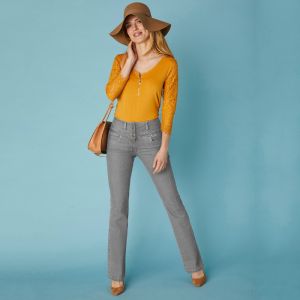 Blancheporte Bootcut džínsy s vysokým pásom, vnútor. dĺžka nohavíc 78 cm  galéria