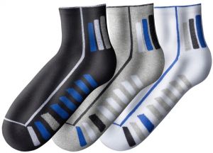 Blancheporte Súprava 3 párov športových ponožiek Quarter sivá+biela+čierna 47/50