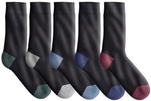 Blancheporte Súprava 5 párov ponožiek s farebnou pätou a špičkou 