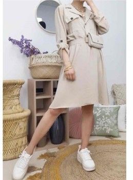 Krátke šaty Fashion brands  CD2293-BEIGE