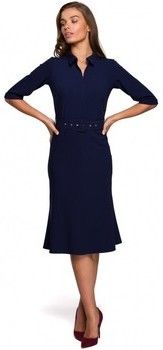 Šaty Style  S231 Límcový dres s opaskom s prackou - tmavomodrý