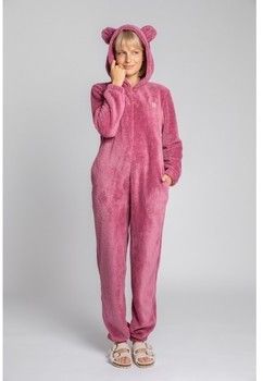 Módne overaly Lalupa  LA006 Fluffy Knit Onepiece Onesie - heather