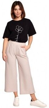 Padavé nohavice Be  B188 Culottes s elastickým pásom - béžové