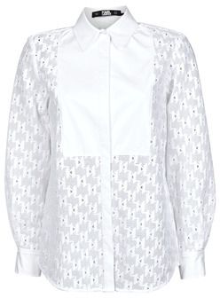 Košele a blúzky Karl Lagerfeld  KL MONOGRAM LACE BIB SHIRT