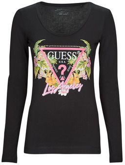 Tričká s dlhým rukávom Guess  LS SN TRIANGLE FLOWERS TEE