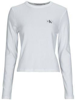 Tričká s dlhým rukávom Calvin Klein Jeans  WOVEN LABEL RIB LONG SLEEVE