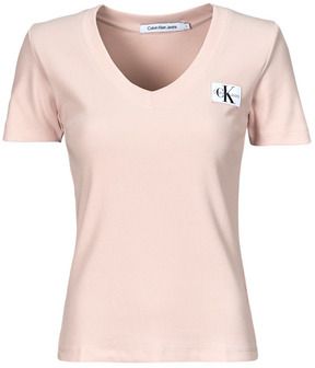 Tričká s krátkym rukávom Calvin Klein Jeans  WOVEN LABEL RIB V-NECK TEE