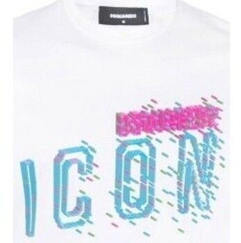 Mikiny Dsquared  T-Shirt Pixeled Icon Cool Fit Tee blanc
