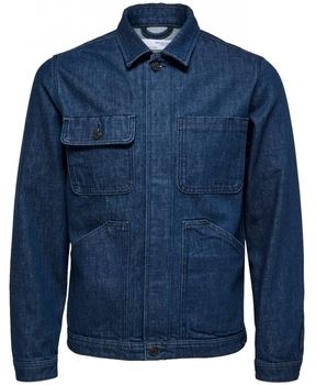 Kabáty Selected  Will Jacket - Dark Blue Denim