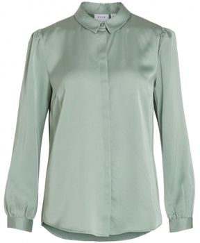 Blúzka Vila  Shirt Ellette Satin L/S - Green/Milieu
