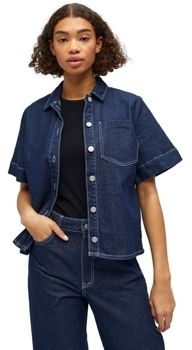 Blúzka Object  Shirt Gemme - Dark Blue Denim
