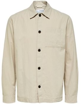 Košele s dlhým rukávom Selected  Noos Linen Overshirt - Angora
