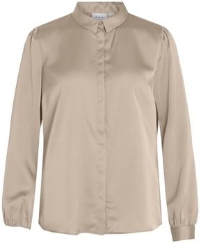 Blúzka Vila  Noos Ellette Satin Shirt - Cement