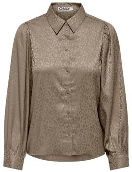 Blúzka Only  Shirt Lalley Zora L/S - Weathered Teak