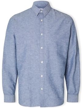 Košele s dlhým rukávom Selected  Noos Slimnew-linen Shirt L/S - Medium Blue Denim