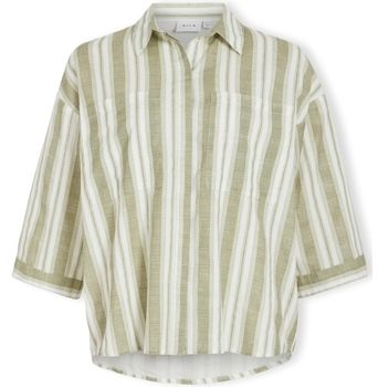 Blúzka Vila  Etni 3/4 Oversize Shirt - Egret/Oil Green