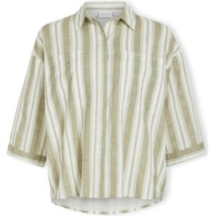Blúzka Vila  Etni 3/4 Oversize Shirt - Egret/Oil Green