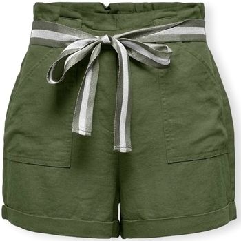 Šortky/Bermudy Only  Luna Linen Shorts - Olive Green