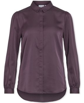Blúzka Vila  Noos Ellette Satin Shirt L/S - Perfect Plum