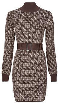 Krátke šaty Guess  LISE 4G LS BELTED DRESS SWTR