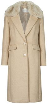 Kabáty Guess  NANCY FIT COAT FAUX FUR COLLAR