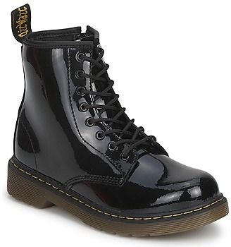 Polokozačky Dr. Martens  JR BLACK PATENT LAMPER