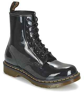 Polokozačky Dr. Martens  1460 W BLACK PATENT LAMPER