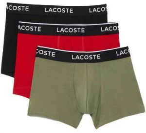 Boxerky Lacoste  3 Pack Cotton Stretch Trunks Khaki Green/Red/Black