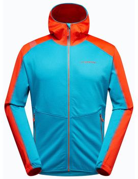 Flísové mikiny La Sportiva  Upendo Hoody M L67 614322 Tropic Blue/Cherry Tomato