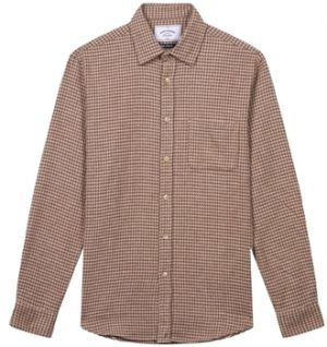 Košele s dlhým rukávom Portuguese Flannel  Abstract Pied Poule Shirt - Brown