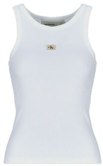 Tielka a tričká bez rukávov Calvin Klein Jeans  WOVEN LABEL RIB TANK TOP