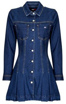 Dlhé šaty Tommy Jeans  DENIM PLEATED TRUCKER DRESS