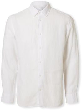 Košele s dlhým rukávom Selected  Regkylian-Linen Shirt - White