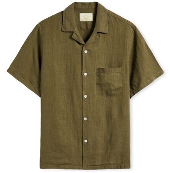 Košele s dlhým rukávom Portuguese Flannel  Linen Camp Collar Shirt - Olive