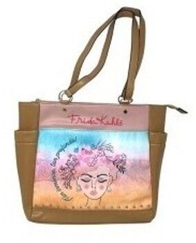 Veľká nákupná taška/Nákupná taška Frida Kahlo  Complementos señora  k25-4963 tostado