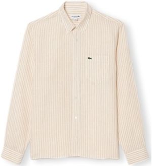Košele s dlhým rukávom Lacoste  Regular Fit Linen Shirt CH6985 - Blanc/Beige