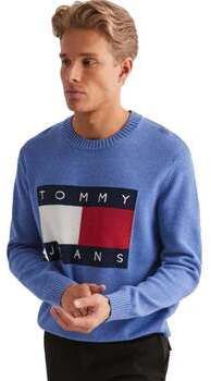 Mikiny Tommy Jeans  Knitted Flag Sweater Tempo Blue Melange