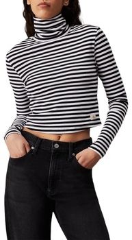 Tričká s dlhým rukávom Calvin Klein Jeans  WOVEN LABEL RIB ROLL J20J224196