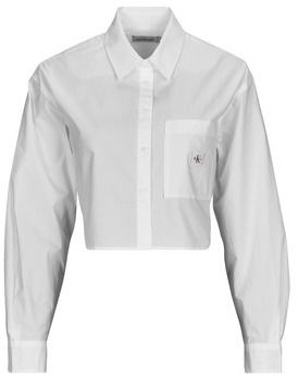 Košele a blúzky Calvin Klein Jeans  WOVEN LABEL CROPPED SHIRT