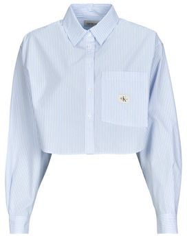 Košele a blúzky Calvin Klein Jeans  WOVEN LABEL CROPPED SHIRT