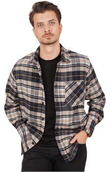 Košele s dlhým rukávom Oasis  082-MILK_BROWN-NAVY