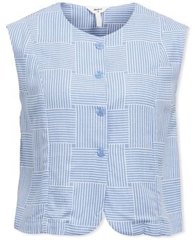 Blúzka Object  Aya Vest - White/Cornflower