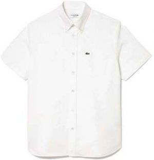 Košele s dlhým rukávom Lacoste  Regular Fit Short Sleeved Oxford Shirt White
