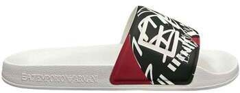 športové šľapky Ea7 Emporio Armani  Visibility Logo Slides White/Red Rings Print
