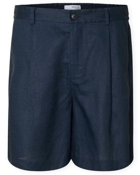 Šortky/Bermudy Selected  Loose Shorts - Wyatt Linen - Outer Space