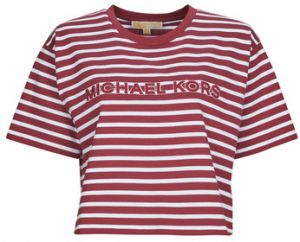 Tričká s krátkym rukávom MICHAEL Michael Kors  YD STRIPED CROP LOGO TEE